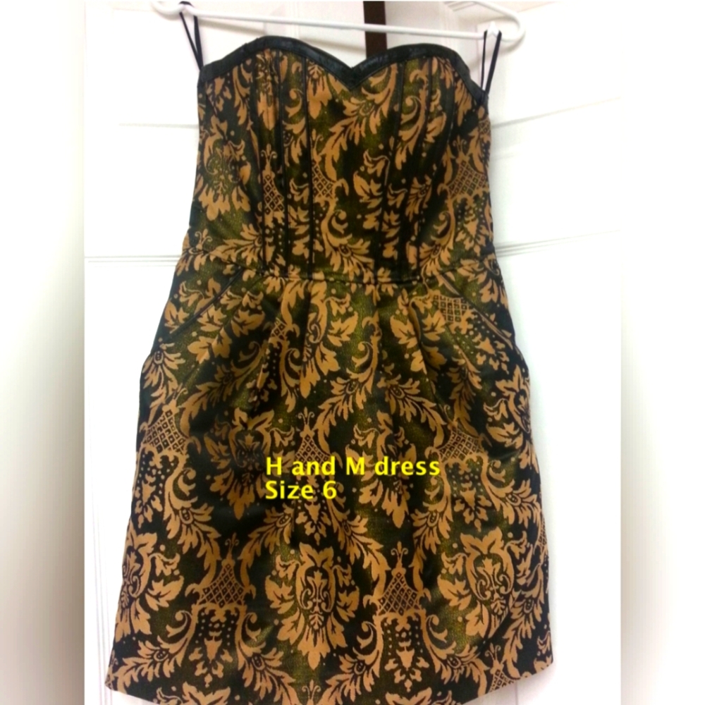 H&M party / holiday dress black and gold